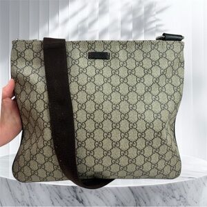 Gucci Flat Zip top Messenger Coated Canvas Bag